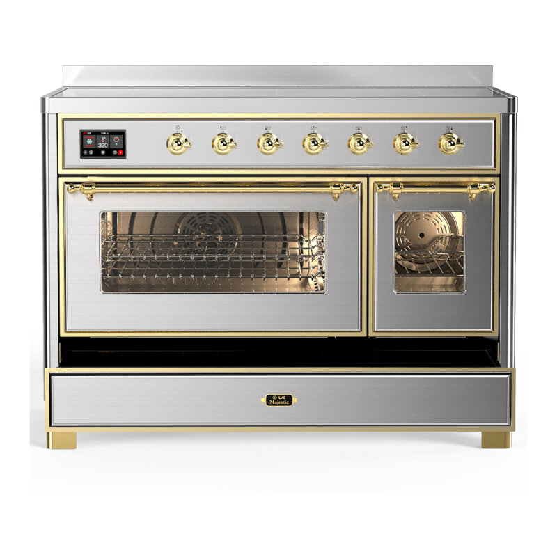 Cuisinière à induction 48 pouces avec 6 éléments à induction en acier inoxydable Majestic III Series (garniture laiton)