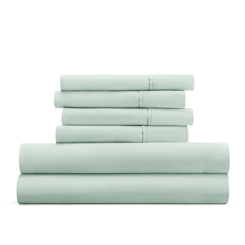 Ensemble de draps ultra-doux double brossé 6 pièces - Pochette profonde, infroissable, literie résistante à la décoloration