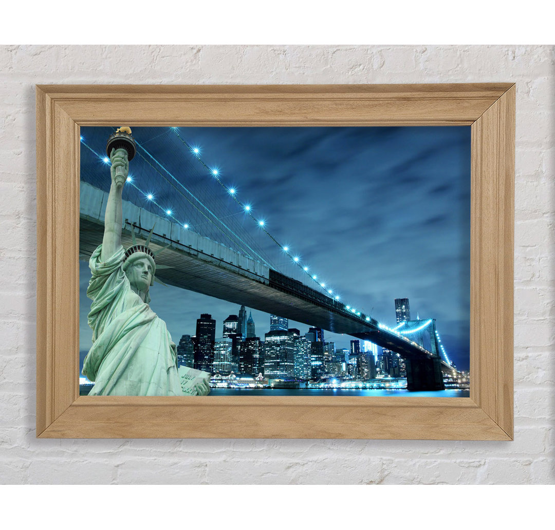 Freiheitsstatue Brooklyn Bridge Nights - Druck