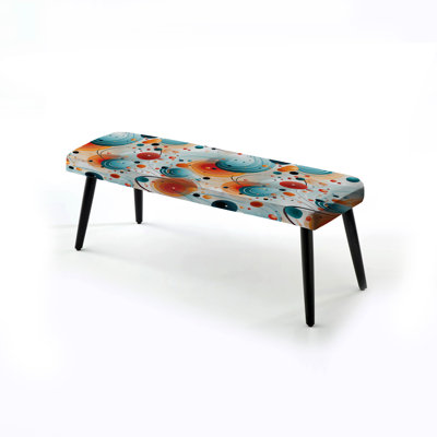 Blue And Orange Enchanted Sphere Illusion - Geometric Upholstered Black Bench