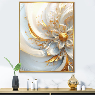 «Whirling tandis que glam Fractals» en or et blanc I - art mural de fractales