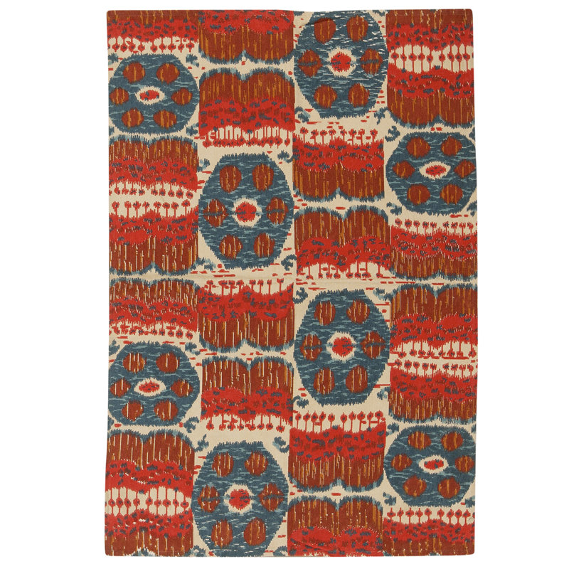 Flatweave Wool Ikat Area Rug in Multi