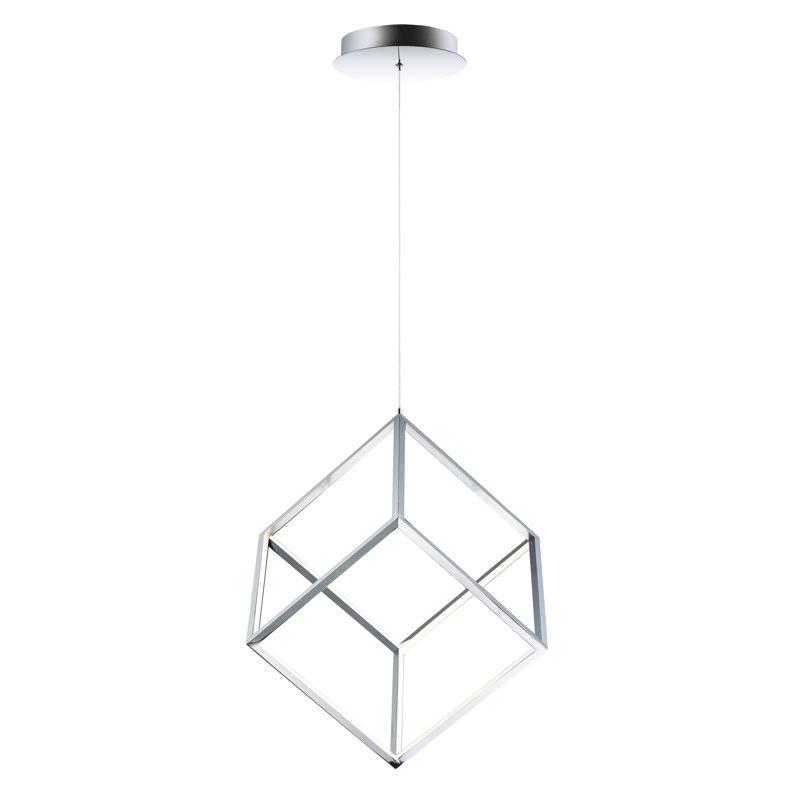 1 - Light LED Single Pendant, Polished Chrome, 21" H x 20.5" W x 20.5" D