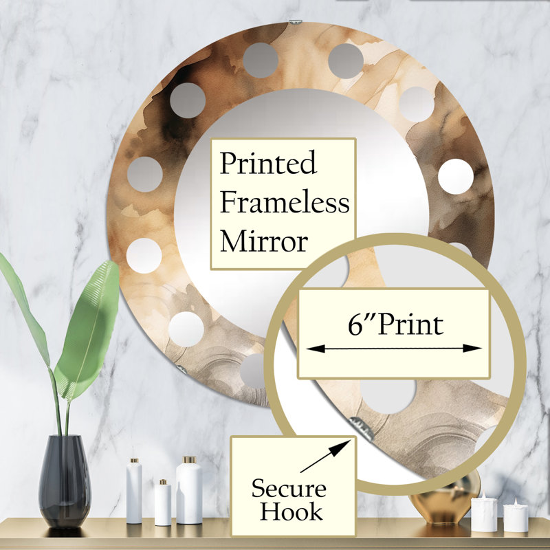 Miroir mural brun et crème, 32 po x 32 po