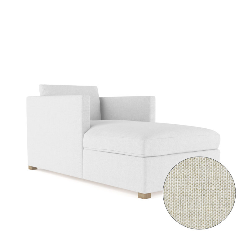 Madison Chaise Lounge, Plush Velvet Oyster, Weathered