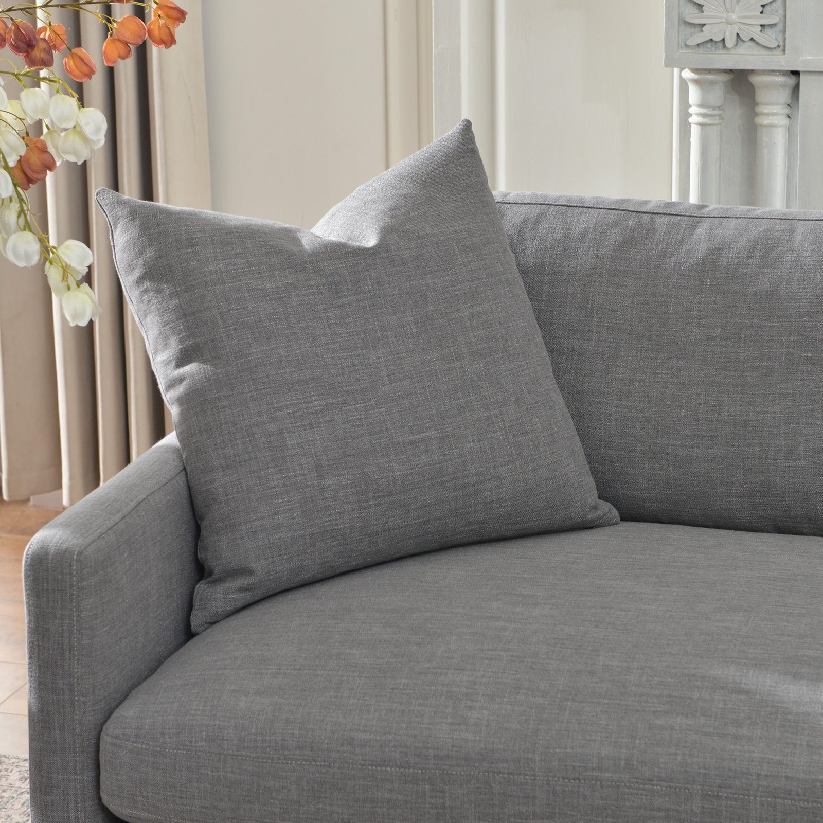 Cami 2 - Piece Upholstered Chaise Sectional, Right Hand Facing, Coastal Fog Linen Blend