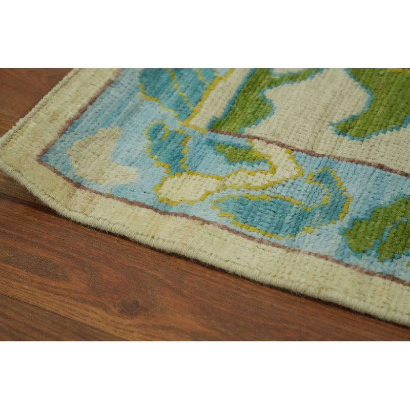 Tapis turc transitionnel en laine Oushak 9x12
