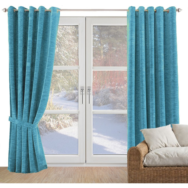 Gracierose Synthetic Eyelet Single Curtain Panel, opaque, 225cm Width x 270cm Drop, Turquoise