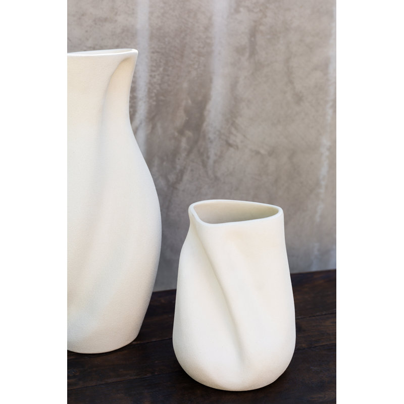Sabine Vase, Small, Raw Blanc
