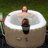 Oval Inflatable Jetted Hot Tub with Drink Tray and Cover-32701826
