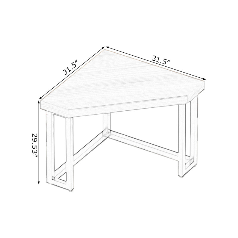 Walnut Triangle Solid Wood desks, 29.53" H x 31.50" W x 31.50" D