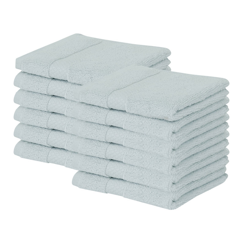 Ensemble de débarbouillettes 100% coton Splash zéro, débarbouillettes et débarbouillettes en coton doux absorbant 550 g / m² pour salle de bain, spa et usage quotidien, certifié OEKO-TEX, paquet de 10, bleu
