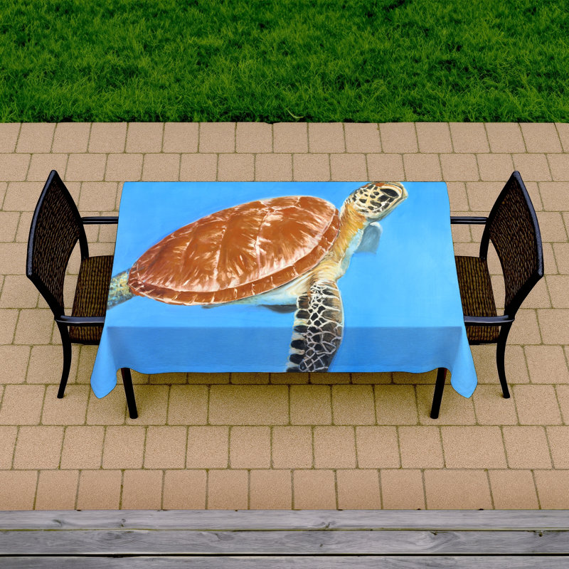 Green Aquatic Turtle Tablecloth - Indoor/Outdoor Home Decor