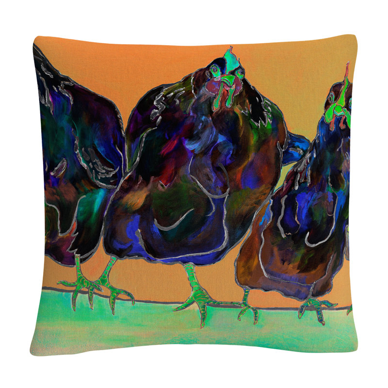 Coussin décoratif 16 po Pat Saunders-White Color Series Four Clucks