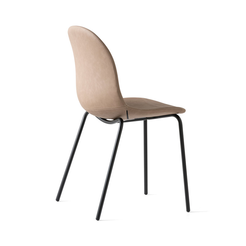 Academy Upholstered Armless Chair with Metal Frame, Black