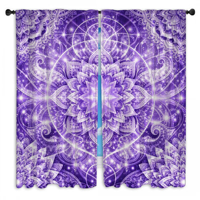 Intricate Purple Mandala Window Curtains Mandala Sheer & Room Darkening - 2 Panels