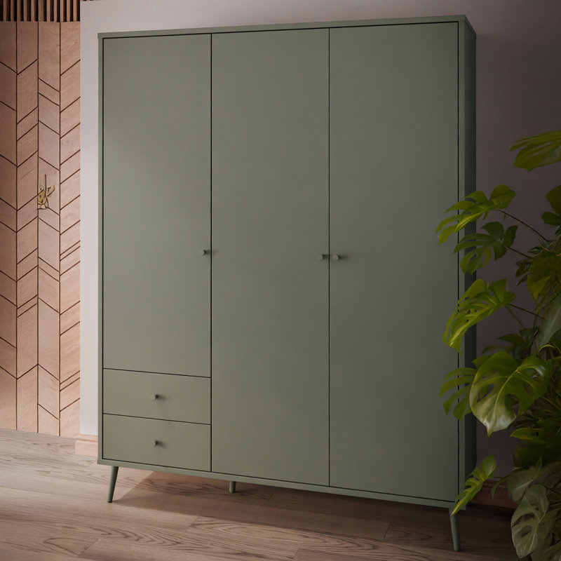 HARLLSON 3 Door Manufactured Wood Wardrobe, Green