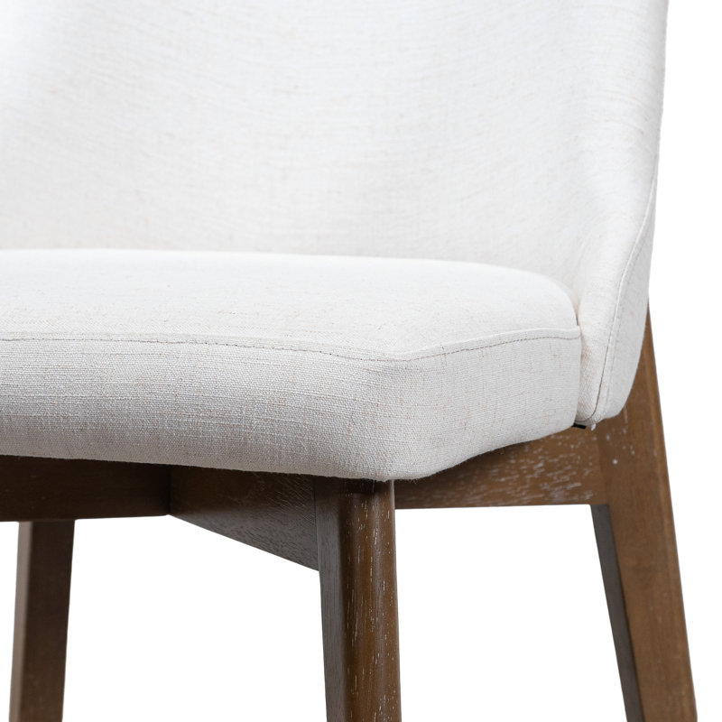 Ladaker Dining Chairs Kitchen Chairs with Wood Legs, White, Weathered Brown