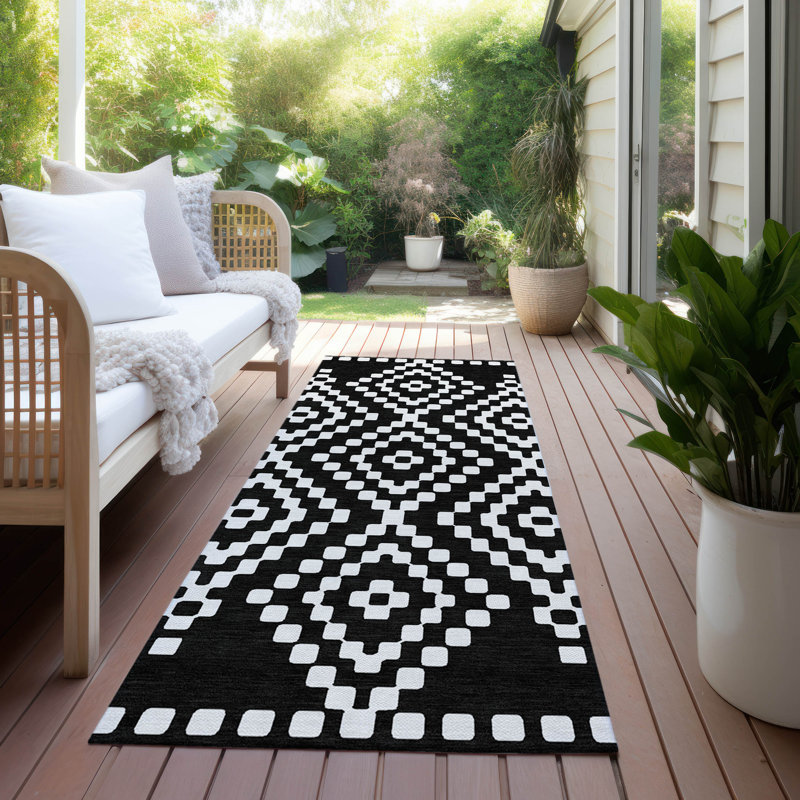 Malek Indoor/Outdoor Area Rug with Non-Slip Backing, Runner 2'3" x 7'6"