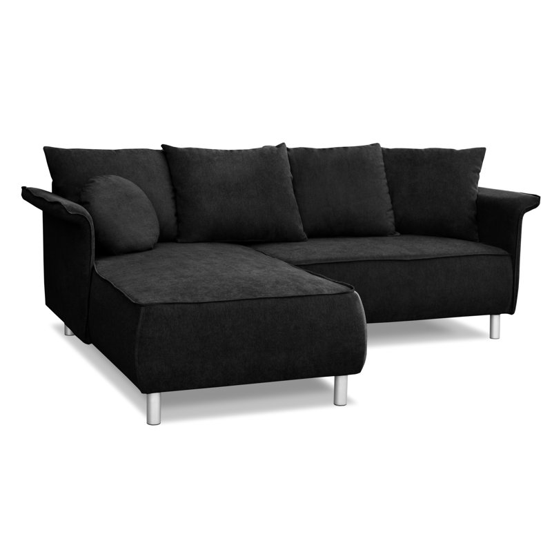 3 Seater Corner Sofa , Chaise lounge left, Black