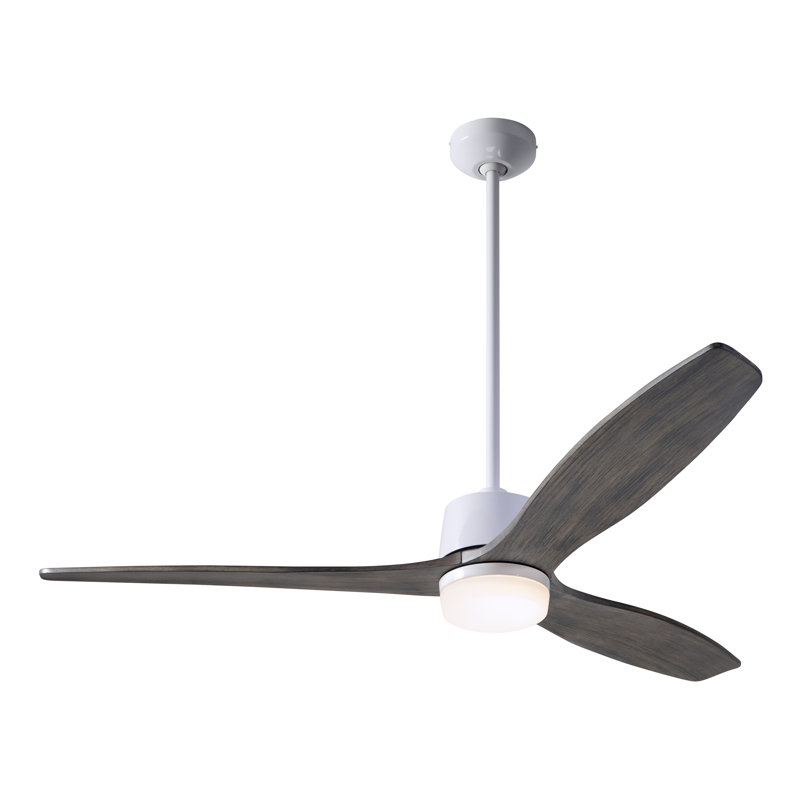 Arbor LED Downrod Ceiling Fan, Gloss White, Graywash, Wall/Remote Combo Controls