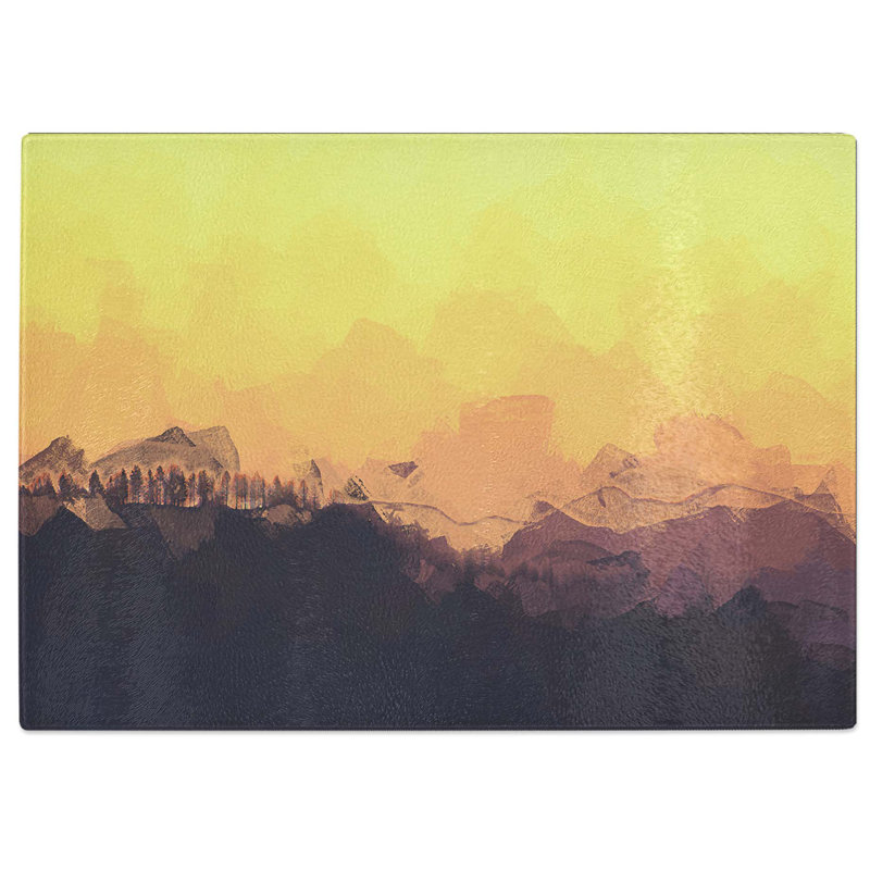 Tempered Glass Sunset View Chopping Board, 28.5 cm W x 20 cm L