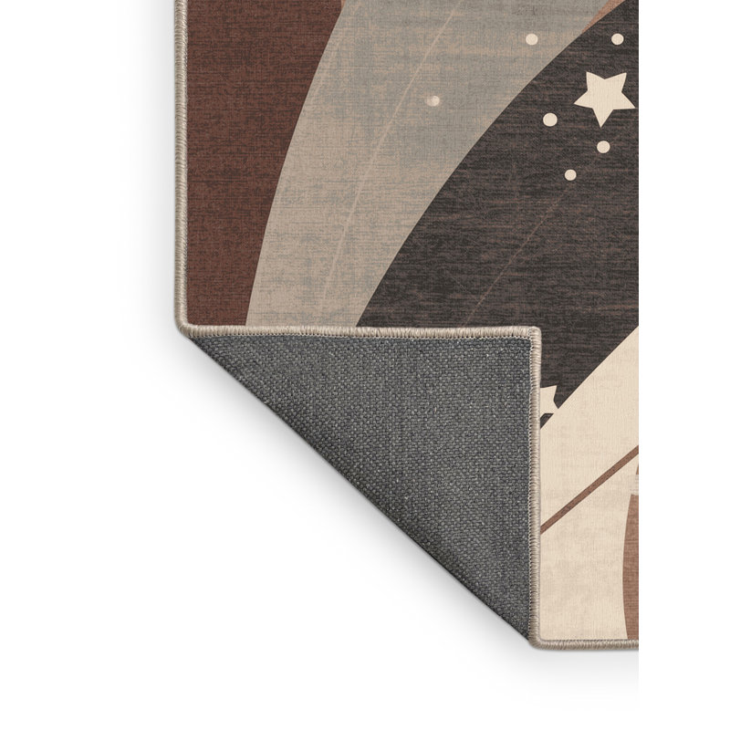 Tapis gris moelleux et moelleux à motif de cactus à motif éclectique de Noël Calvin, Rond 5 pi