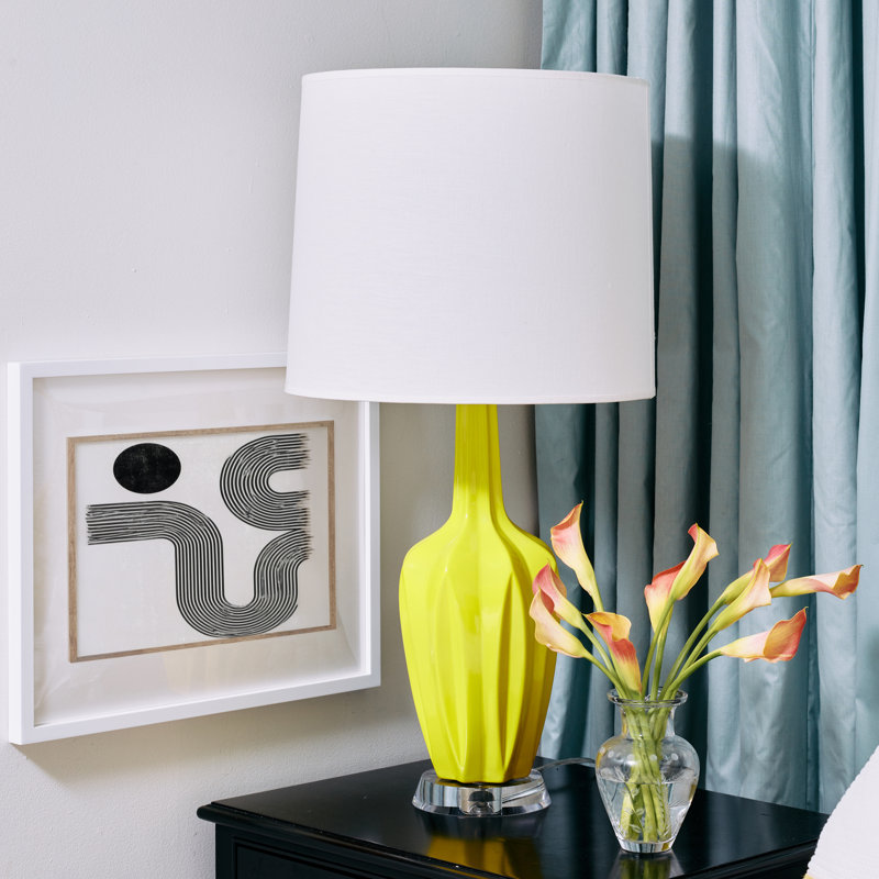 Emma Accent Lamp, Citron Glazed, Ceramic/Acrylic, 30" H x 6.25" W x 15" D