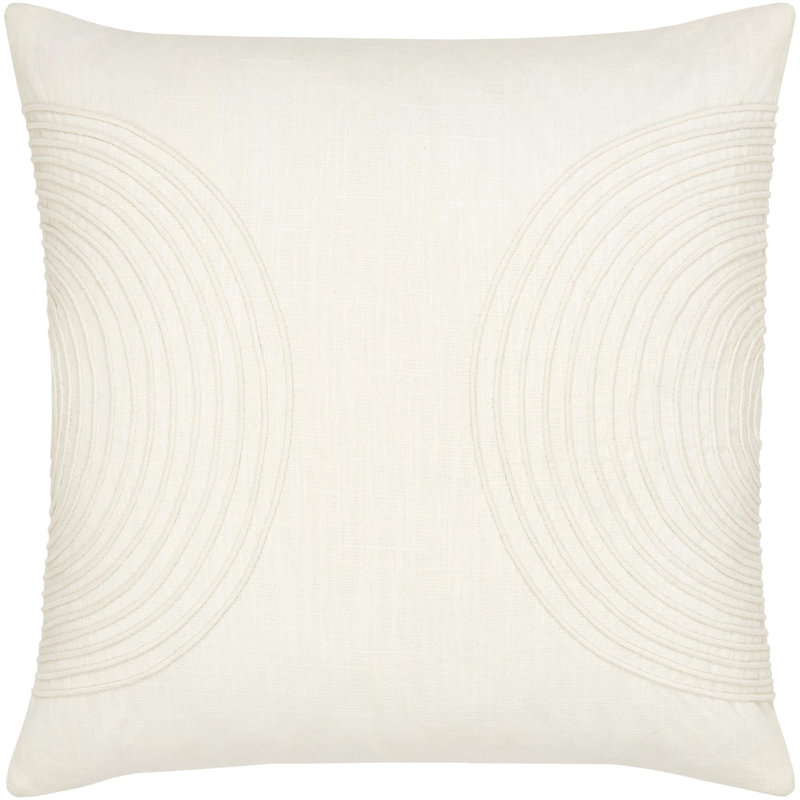 Housse et insert de coussin décoratif Rida, Blanc, 18 po x 18 po, Pas de bourre