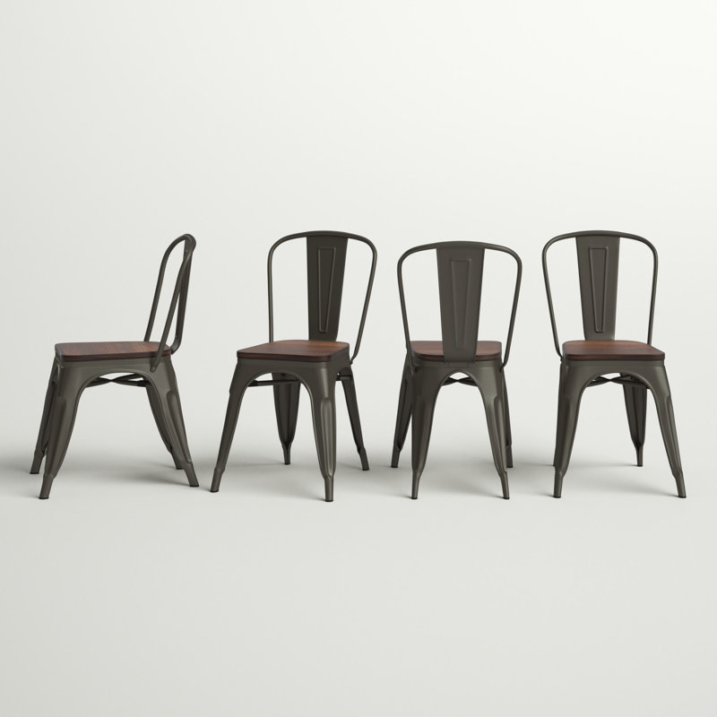 Collins 18'' H Stacking Side Chair, Brown/Gun Metal