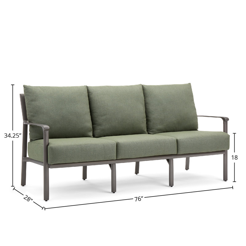 Outdoor 3 - Seat Patio Sofa, Green, Brown