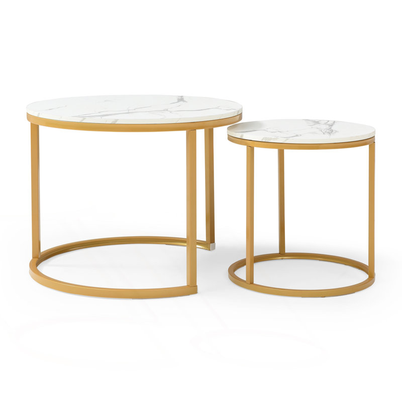 Ensemble de 2 tables basses gigognes, Blanc