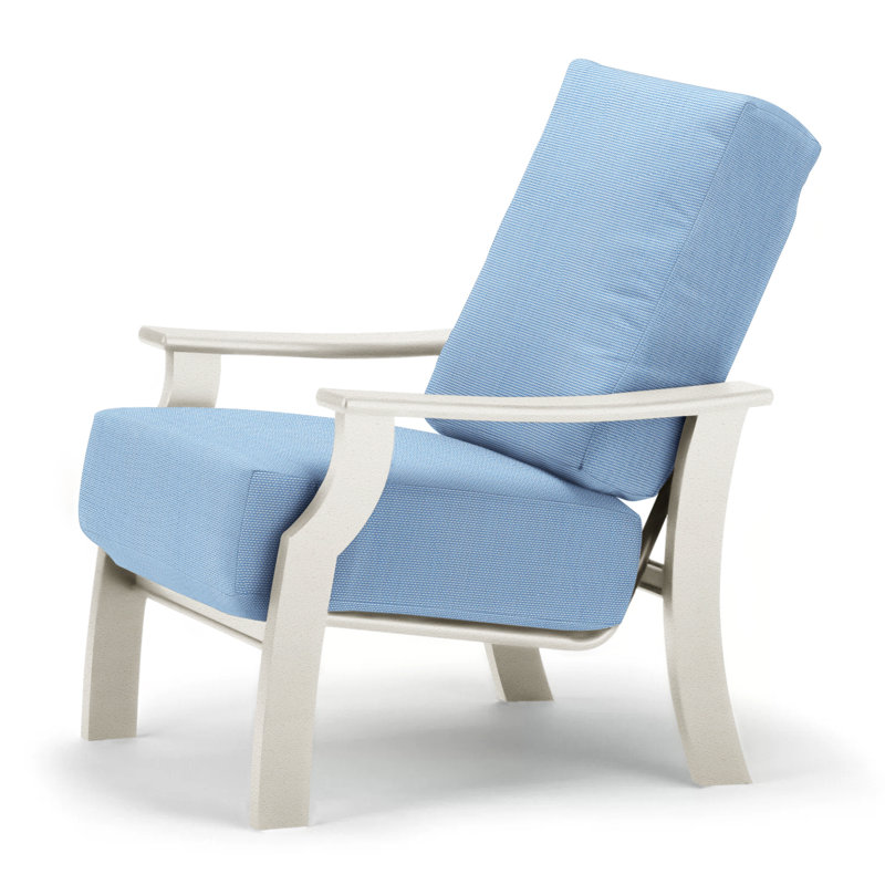 Chaise de patio profonde avec coussins St. Catherine, Toile toile Sunbrella® bleu ciel, Neige texturée
