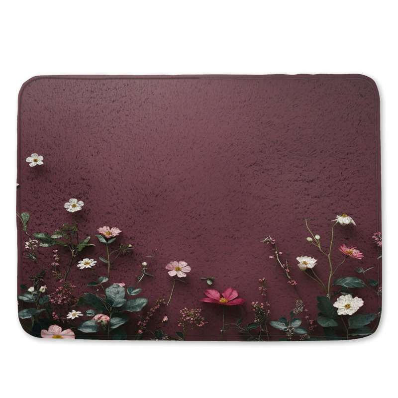 Tapis de bain fleurs roses, 24in W x 17in L