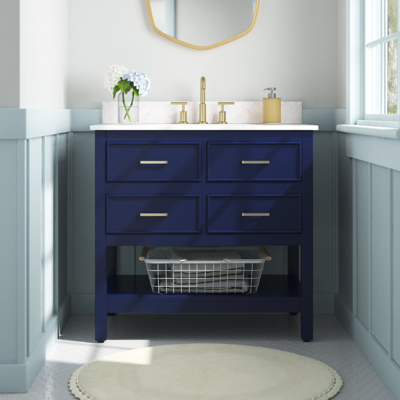 Ensemble de meuble-lavabo simple 36 po Sinclaire, Bleu