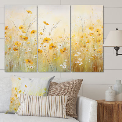 " Blooming Yellow Poppy Flowers In The Meadows " 3 - Pieces