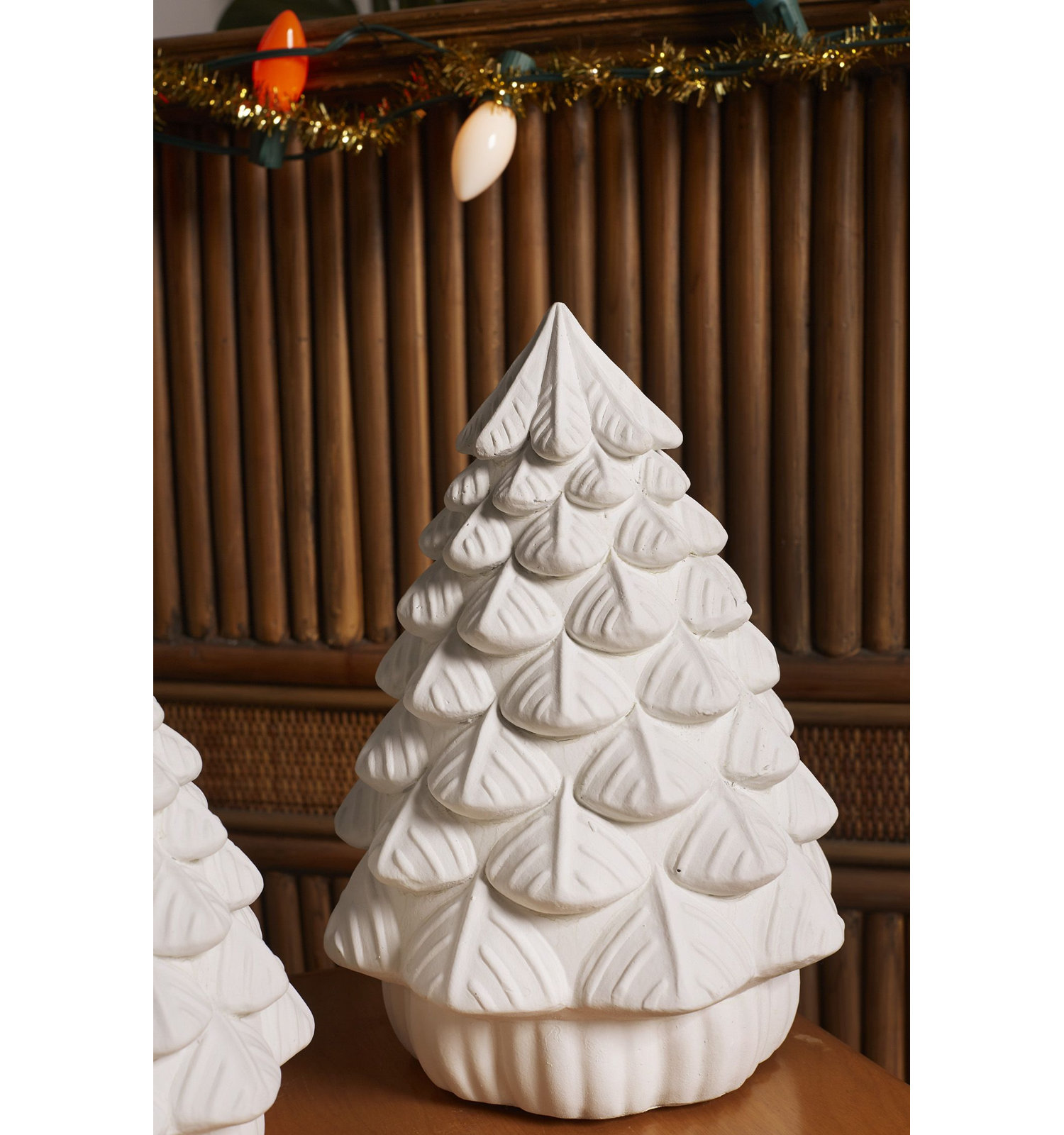 Ceramic Tabletop Christmas Tree, 12" H x 8.5" W x 6.5" D