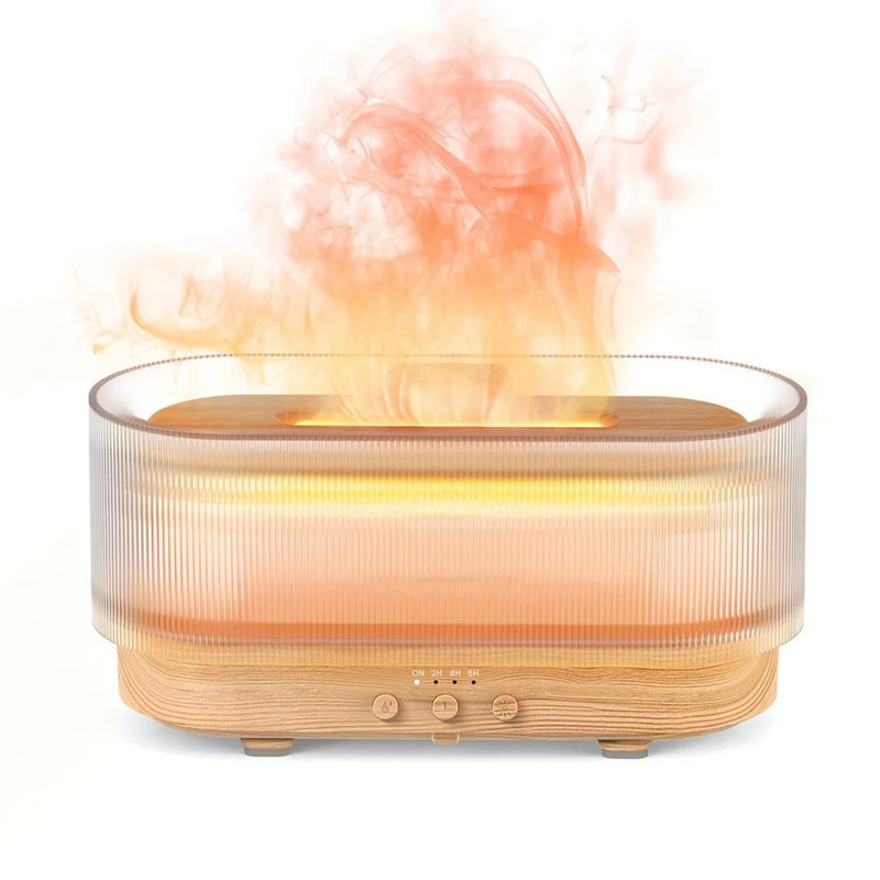 Sejoy 300ml Flame Humidifier Diffuser 6-Colour LED USB Quiet, Cadmium Red