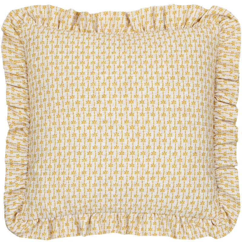 Panni Block Yellow Square Cushion, Feather