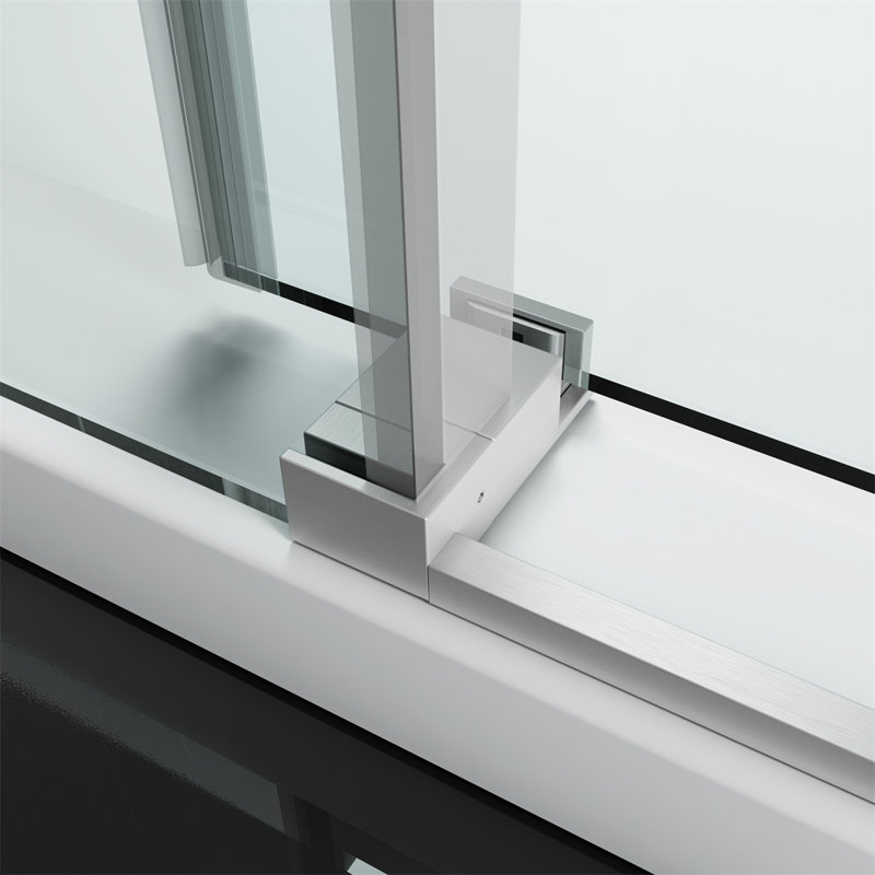 Porte de douche rectangulaire sans cadre coulissante 60 po x H 66 po avec verre trempé de 10 mm, Brossé