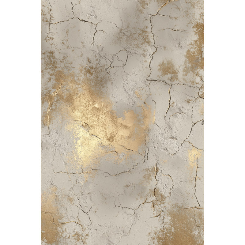 Papier peint abstrait craquelé effet doré