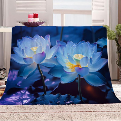 Tropical Hibiscus King Fleece Blanket - Super Soft Plush Flannel Throw for Bed, Couch Sofa, Summer Colorful Design, Hawaiian Flowers Decor Gift Blanket, 50 x 60 in