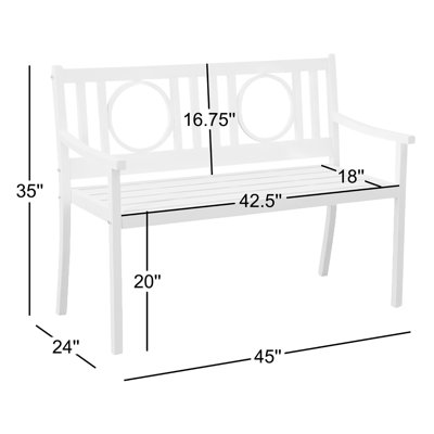 Modern Black 45 Inch Outdoor Bench with Durable Powder Coated Steel Construction