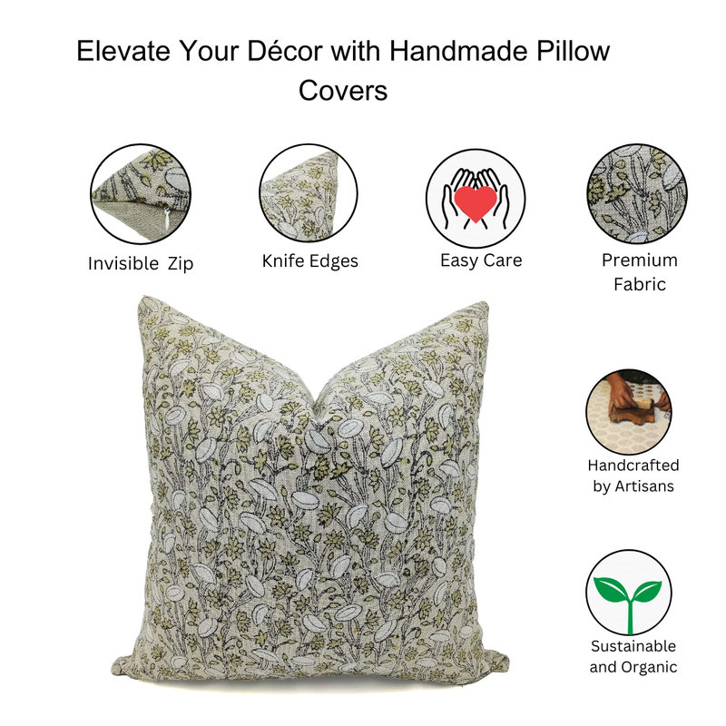 Linen Pillow Cover, 14"H x 20"W, Rectangle, Pishta Floral