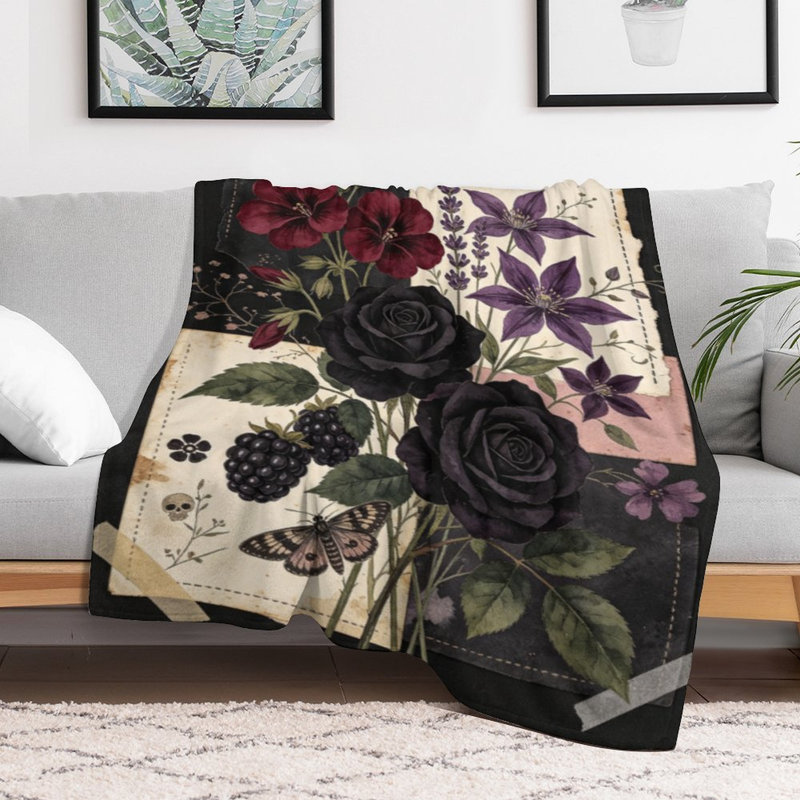 Jeté en flanelle foncé Darkber Blackberr, 60 x 80 po