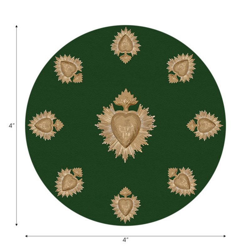 Sous-verres ronds en cuir végétalien ex-voto, Evergreen