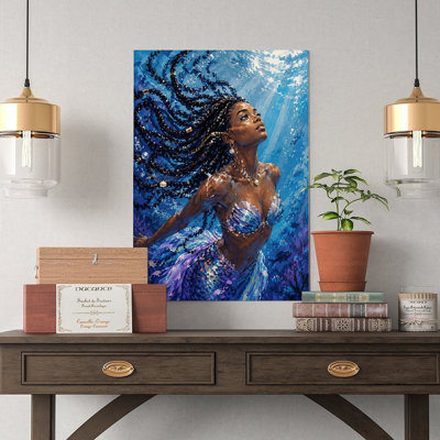 Canvas Wall Art Black Mermaid Underwater Art Print Wall Decor Vintage Poster Print Home Decor