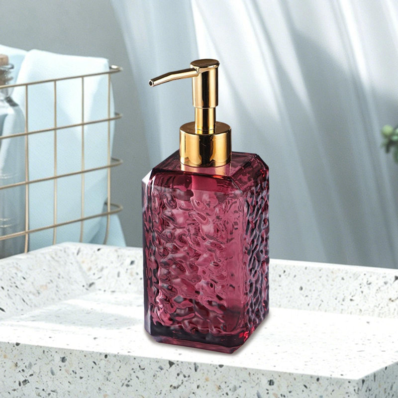 Distributeur de savon à main liquide pour bouteille d'eau pour salle de bain Premium, Rouge