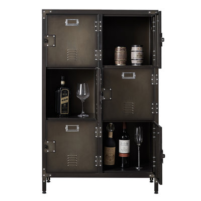 Aleyah 29.5 Inch Wide Metal Steel Retro Cabinets Storage Locker with 6 Doors and Adjustable Feet