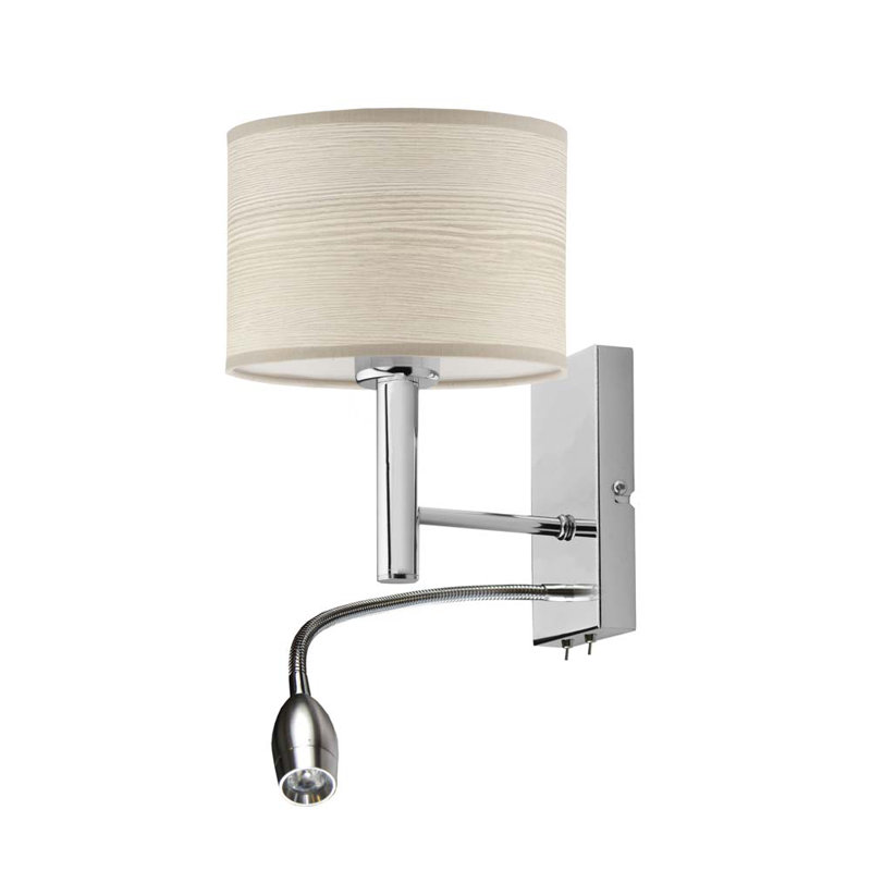 Blynda Steel Swing Arm Sconce, Silver, Beige